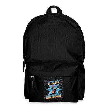 7. Geburtstag Geschenk im coolen 80er Jahre Stil - Rucksack - Schwarz - Vorne