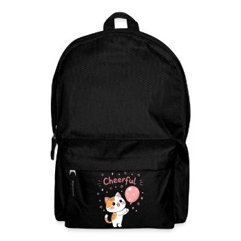 Fröhliches pinkes Ballonkätzchen - Rucksack - Schwarz - Vorne