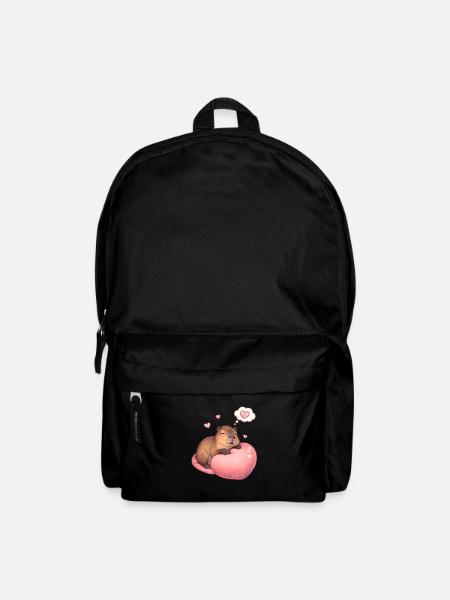 Schlafendes Capybara – Cozy Herzmotiv - Rucksack - Schwarz