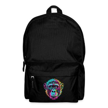Colorful chimpanzee in neon art style - Backpack - black - Front