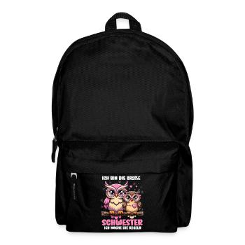 Big sister Owls Older baby Siblings - Backpack - black - Front