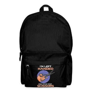 Funny Left Handed Scissors Southpaw Graphic - Backpack - black - Front