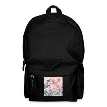 Cute Axolotl Kaiju In Japanese Wave - Backpack - black - Front