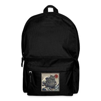 Japanese Kaiju Cat 犬 Big Wave Hokusai - Backpack - black - Front