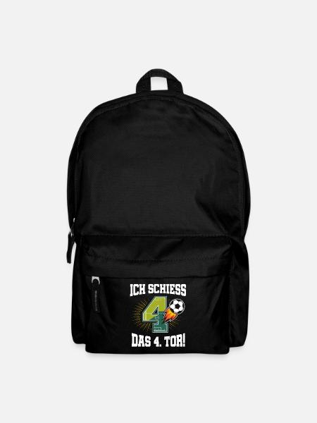 Ich Schiess 4. Tor Lustig 4. Geburtstag Fußball - Rucksack - Schwarz