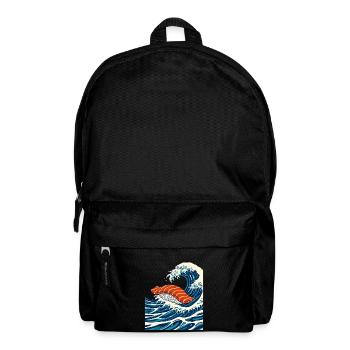 Salmon Sushi on Japanese Ocean Wave  - Backpack - black - Front
