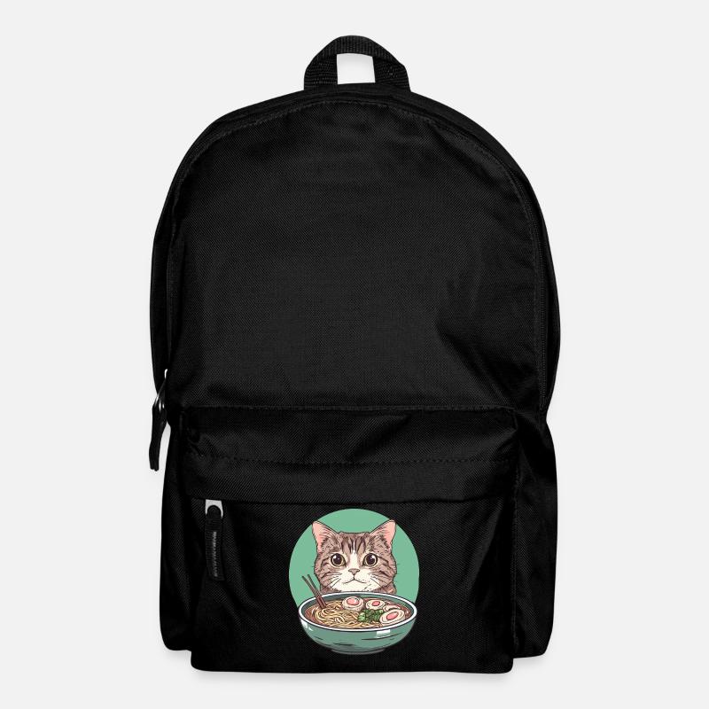 Cat with Ramen: Noodle Purring - Backpack - black