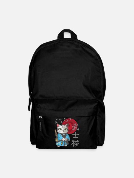 Katze Anime japanisch Samurai Kätzchen - Rucksack - Schwarz
