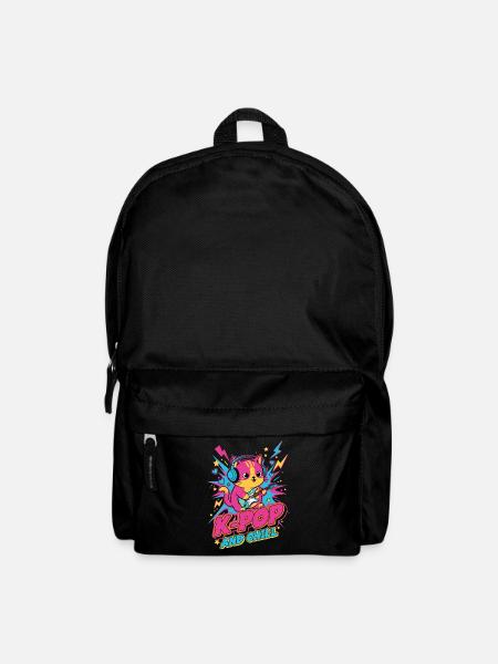 Süße K-Pop-Katze K-POP AND CHILL Koreanische Musik-Anime - Rucksack - Schwarz