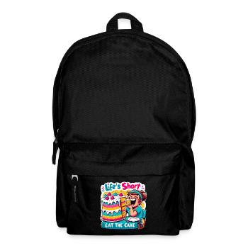 Life's Short Eat the Cake Cartoon - Rucksack - Schwarz - Vorne