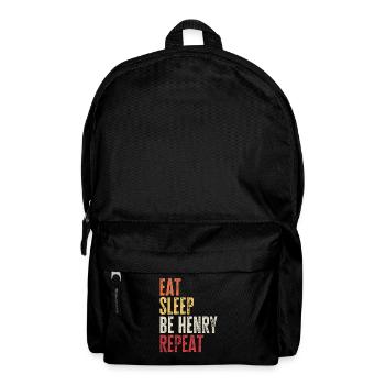 Iss, schlaf, sei Henry, wiederhole Retro-Name - Rucksack - Schwarz - Vorne