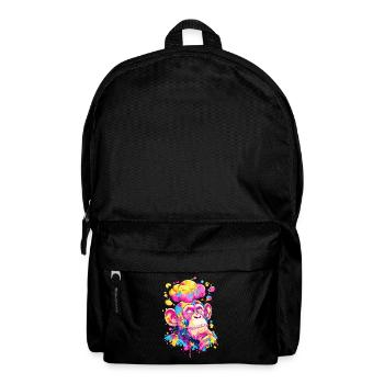 Bunter Farbrausch-Affe - Rucksack - Schwarz - Vorne