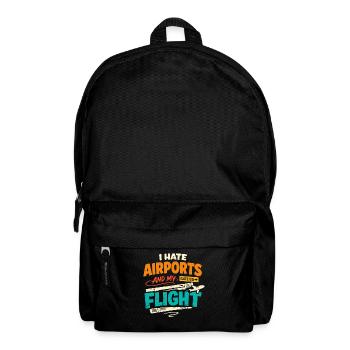 Travel anxiety humor, airport chaos, flying is - Backpack - black - Front
