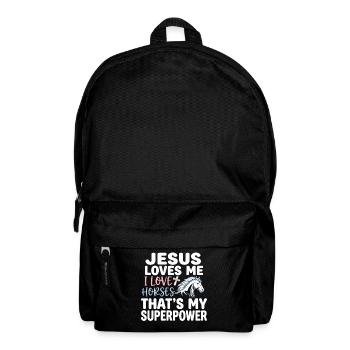 Jesus loves me, I love horses - Backpack - black - Front