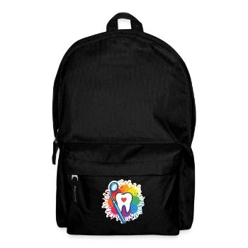 Colorful tooth with heart and dental mirror - Backpack - black - Front