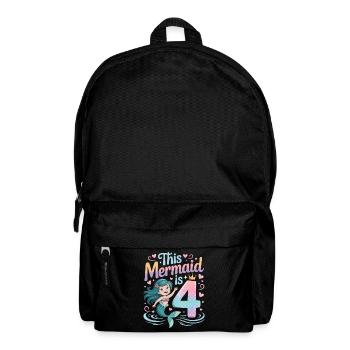 Meerjungfrau 4. Geburtstag 4 Jahre - Rucksack - Schwarz - Vorne