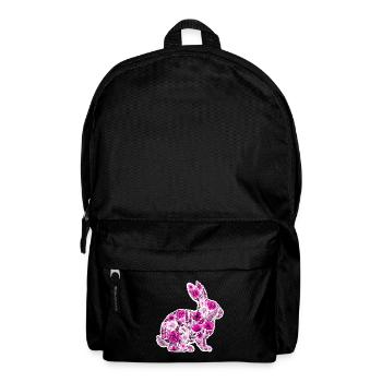 Hase Silhouette Blumen Pink - Rucksack - Schwarz - Vorne