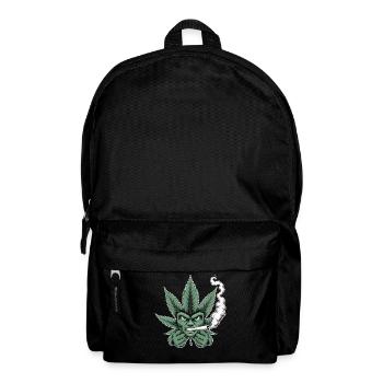 Weed Shirt – Cannabis Blatt Gesicht Kiffer - Rucksack - Schwarz - Vorne