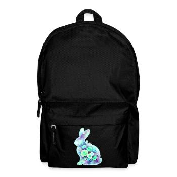 Bunny Watercolor Flowers Easter - Backpack - black - Front