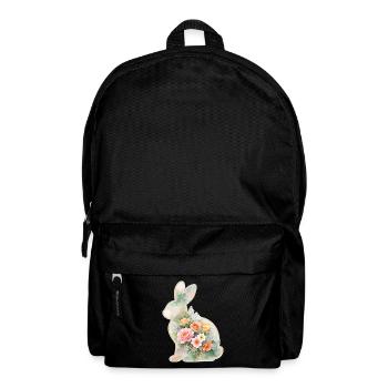Bunny Watercolor Flowers Easter - Backpack - black - Front