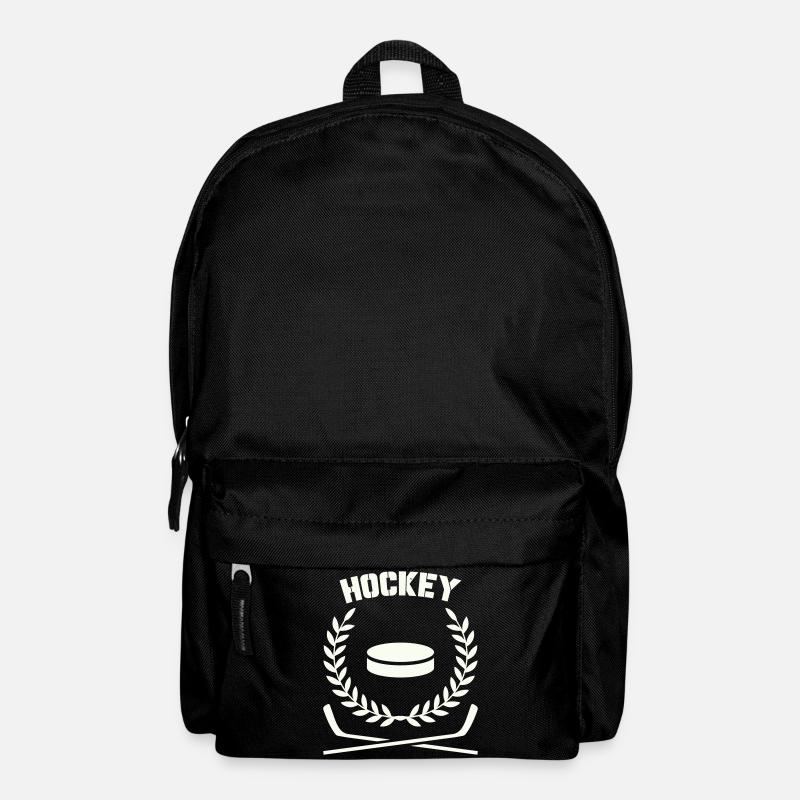 Hockey emblem with disc and laurel - Backpack - black