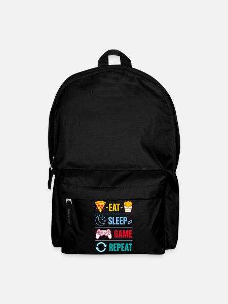 Eat Sleep Game Repeat Gaming Quotes for Gamer - Rucksack - Schwarz