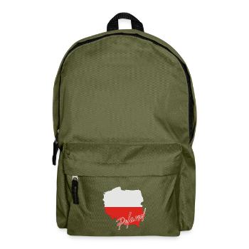 Poland flag map, I love Poland - Backpack - olive green - Front