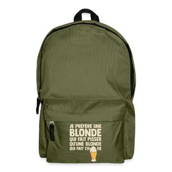 Humour Blonde Bière Beauf Apéro Bistrot Drôle bbq - Sac à dos - vert olive - Devant