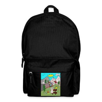 Funny Alpine Idyll Cartoon Holiday Mountains Mountains - Backpack - black - Front