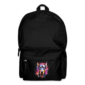 Lebendiges Aquarell-Dobermann-Porträt - Rucksack - Schwarz - Vorne