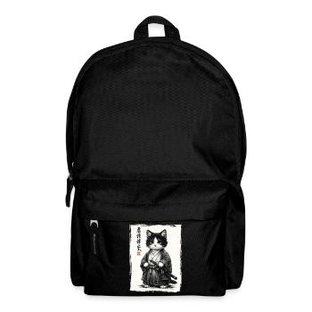 Samurai Cat Japanese Ukiyoe Warrior Kawaii - Backpack - black - Front
