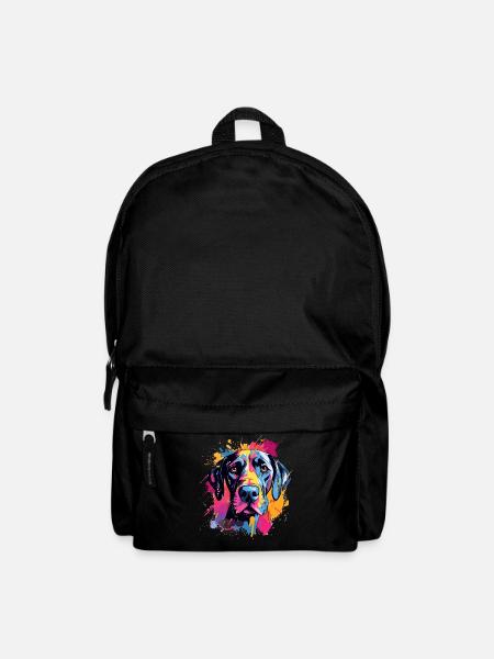 Great Dane Dog Splash Art Colorful - Backpack - black