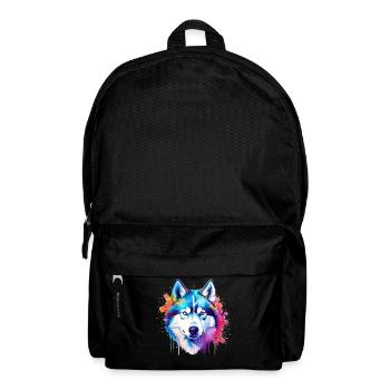 Art coloré de chien Husky éclaboussant - Sac à dos - noir - Devant