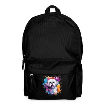 Colorful Splash Art Maltese Dog - Backpack - black - Front