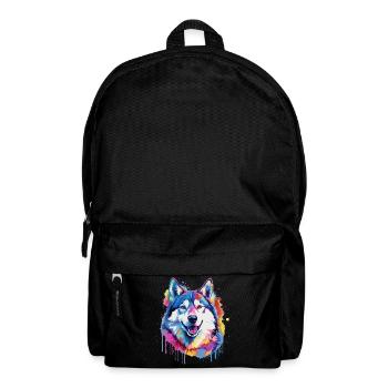 Bunte Splash Art-Husky-Hund - Rucksack - Schwarz - Vorne