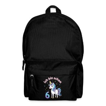 6. Geburtstag Einhorn Mädchen Ich bin schon 6 - Rucksack - Schwarz - Vorne