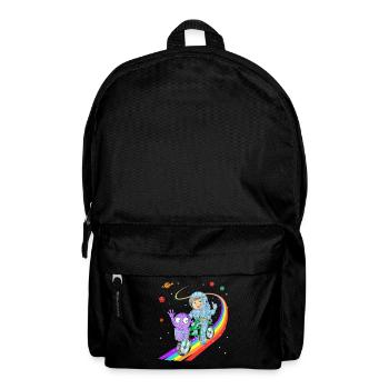 Junge fährt Fahrrad mit Alien-Hemd - Rucksack - Schwarz - Vorne