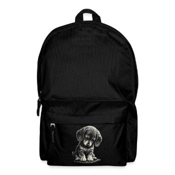 Dackel Welpe Hund Süß Niedlich Verlegen Kunst Sad - Rucksack - Schwarz - Vorne