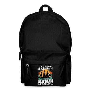 Never Underestimate Old Man At Sailing Captain - Rucksack - Schwarz - Vorne