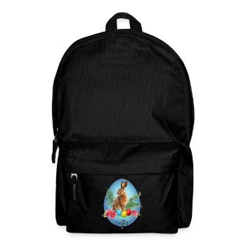 Bunny, Easter eggs and cherry blossoms illustration - Backpack - black - Front