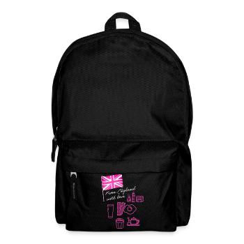 EXANGLIA (Pink + Weißer Text) - Rucksack - Schwarz - Vorne