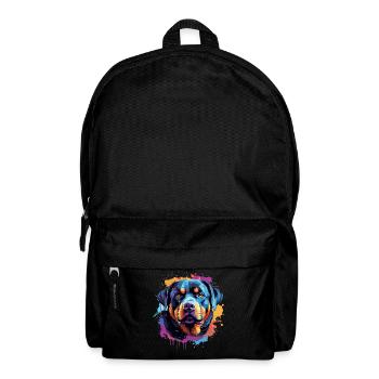 Farbenfrohes Splash-Rottweiler-Porträt - Rucksack - Schwarz - Vorne