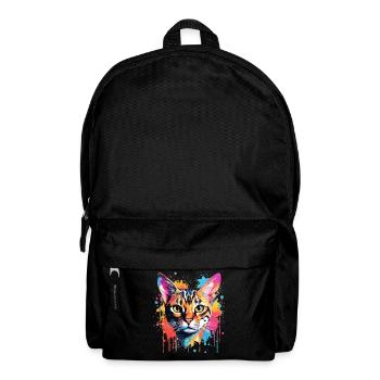 Bengalisches Katzengesicht Bunte Spritzkunst - Rucksack - Schwarz - Vorne