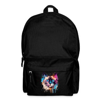 Colorful Splash Art Balinese Cat Face  - Backpack - black - Front
