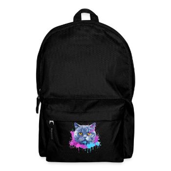 Visage de chat britannique à poil court en art éclaboussé coloré - Sac à dos - noir - Devant