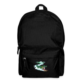 Crocodile Surfer and Cat Companion - Backpack - black - Front