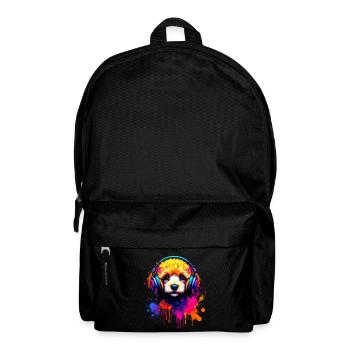 Chiot caniche avec un casque - Sac à dos - noir - Devant
