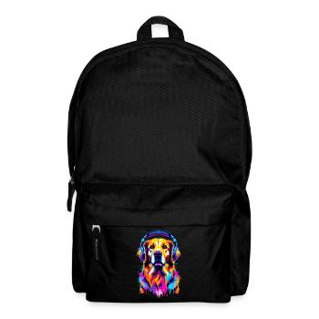 Golden Retriever avec des écouteurs - Sac à dos - noir - Devant