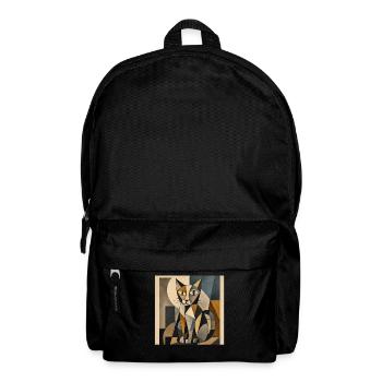 Cubist Cat Figurine in Geometry - Backpack - black - Front