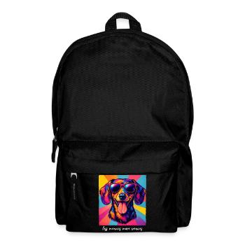 Lustiger Pop Art Dackel Less Meanies More Weenies - Rucksack - Schwarz - Vorne